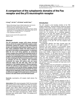 A Comparison of the Cytoplasmic Domains of the Fas Receptor and the P75 Neurotrophin Receptor