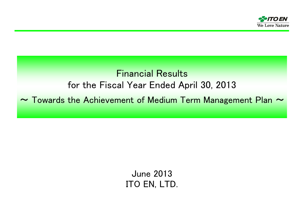 For the Year Ended April 30, 2013 [2.69MB]PDF