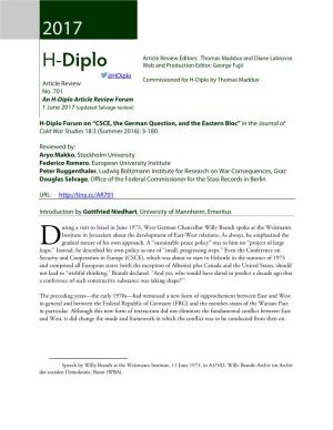H-Diplo Article Review Forum 1 June 2017 (Updated Selvage Review)
