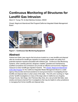 Continuous Monitoring of Structures for Landfill Gas Intrusion Glenn K
