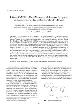 Effects of YM905, a Novel Muscarinic M3-Receptor Antagonist, on Experimental Models of Bowel Dysfunction in Vivo