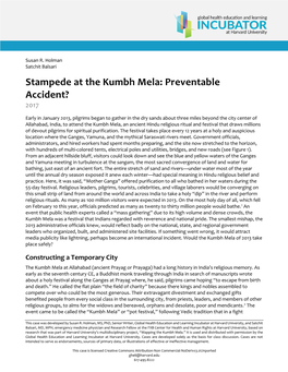 Stampede at the Kumbh Mela: Preventable Accident? 2017