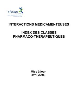 Interactions Medicamenteuses Index Des Classes Pharmaco