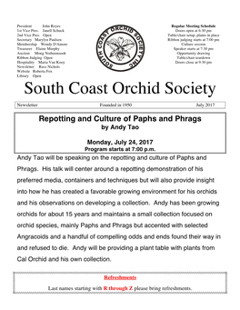 July 2017 Repotting and Culture of Paphs and Phrags by Andy Tao
