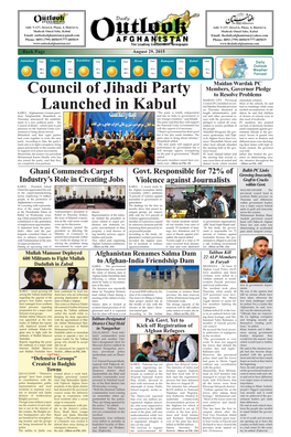 Council of Jihadi Party Launched in Kabul