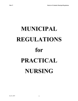 Municipal Regulations for Practical Nurses
