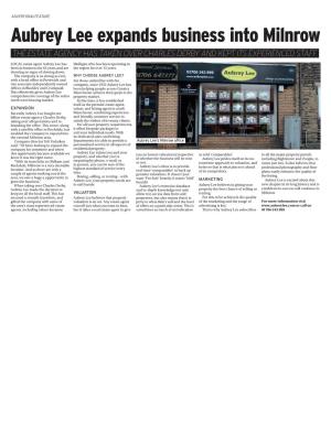 Aubrey Lee Expands Business Into Milnrow the ESTATE AGENCY HAS TAKEN OVER CHARLES DERBY and KEPT ITS EXPERIENCED STAFF