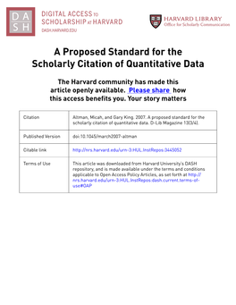 A Proposed Standard for the Scholarly Citation of Quantitative Data