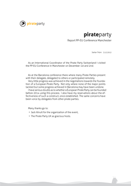 Pirateparty Report PP-EU Conference Manchester
