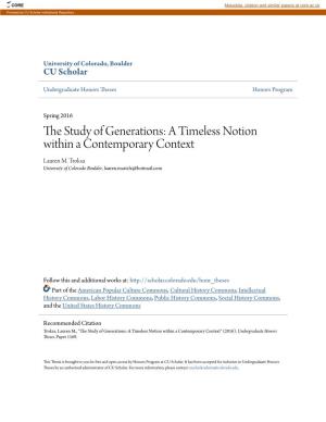 The Study of Generations: a Timeless Notion Within a Contemporary Context
