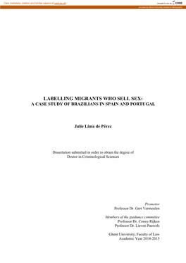 Labelling Migrants Who Sell Sex: a Case Study of Brazilians in Spain and Portugal