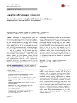 Copeptin Under Glucagon Stimulation