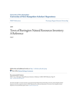 Town of Barrington Natural Resources Inventory: a Reference PREP