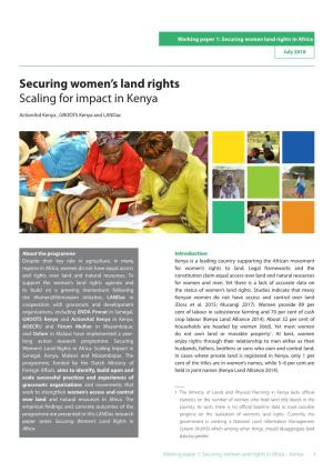 Securing Women's Land Rights Scaling for Impact in Kenya