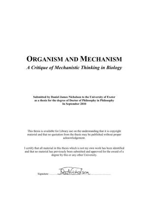 Organism and Mechanism
