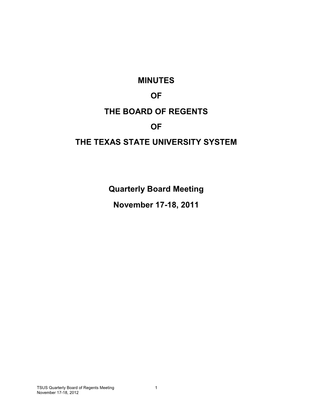 Minutes of the Board of Regents of the Texas State