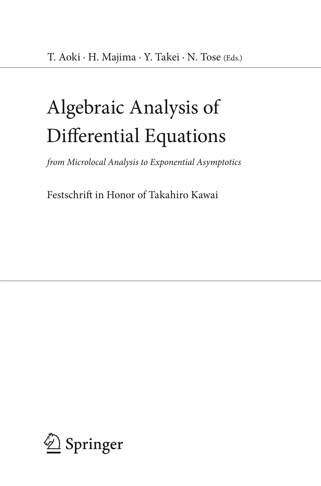 Algebraic Analysis of Differential Equations