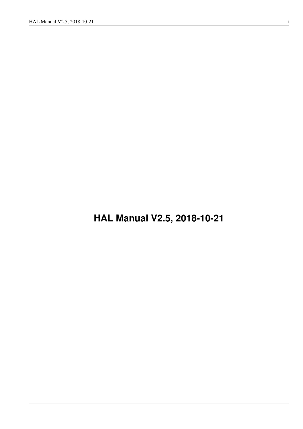HAL Manual V2.5, 2018-10-21 I