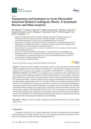 Vasopressors and Inotropes in Acute Myocardial Infarction Related Cardiogenic Shock: a Systematic Review and Meta-Analysis