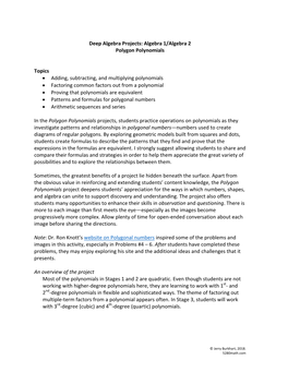 Deep Algebra Projects: Algebra 1/Algebra 2 Polygon Polynomials