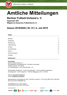 Amtliche Mitteilung Nr. 01 • 2019 / 2020 • 4