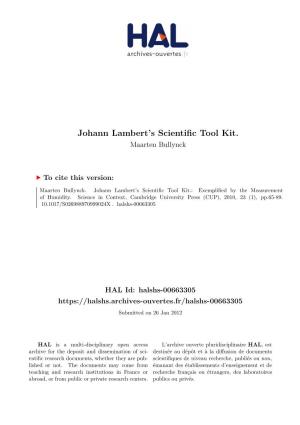 Johann Lambert's Scientific Tool Kit