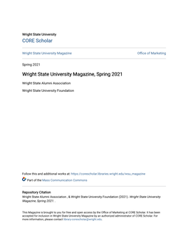 Wright State University Magazine, Spring 2021