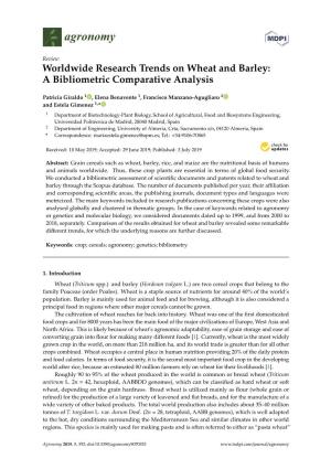 Worldwide Research Trends on Wheat and Barley: a Bibliometric Comparative Analysis