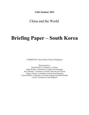 Briefing Paper – South Korea