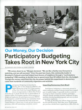 Participatory Budgeting Takes Root in New York City by DONATA SECONDO & JOSH LERNER