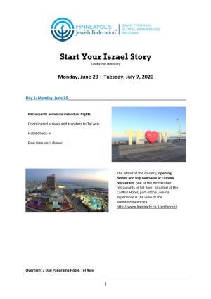 Your Israel Story Tentative Itinerary