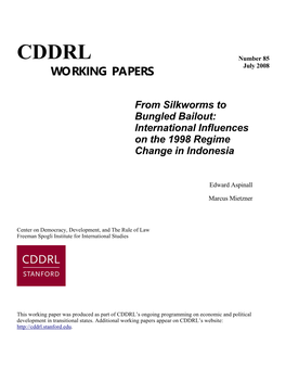 CDDRL Number 85 WORKING PAPERS July 2008