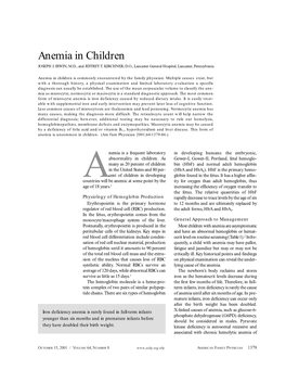 Anemia in Children JOSEPH J