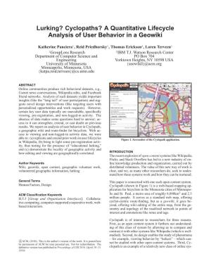 Lurking? Cyclopaths? a Quantitative Lifecycle Analysis of User Behavior in a Geowiki