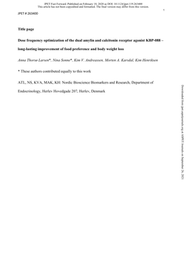 Dose Frequency Optimization of the Dual Amylin and Calcitonin Receptor Agonist KBP-088 – Long-Lasting Improvement of Food Preference and Body Weight Loss