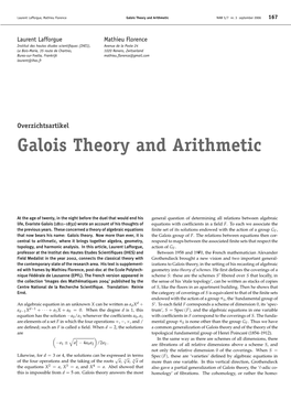 Galois Theory and Arithmetic NAW 5/7 Nr