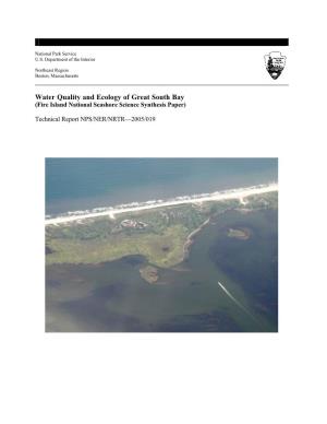 Water Quality and Ecology of Great South Bay (Fire Island National Seashore Science Synthesis Paper)