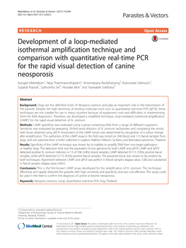 Development of a Loop-Mediated Isothermal Amplification Technique