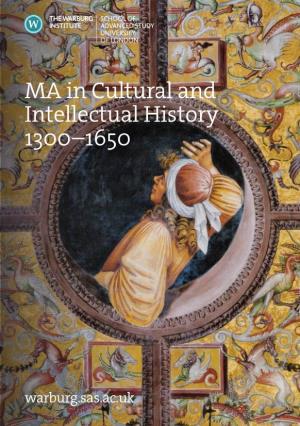 MA in Cultural and Intellectual History 1300–1650