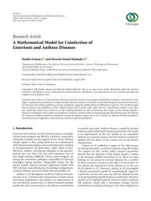 A Mathematical Model for Coinfection of Listeriosis and Anthrax Diseases