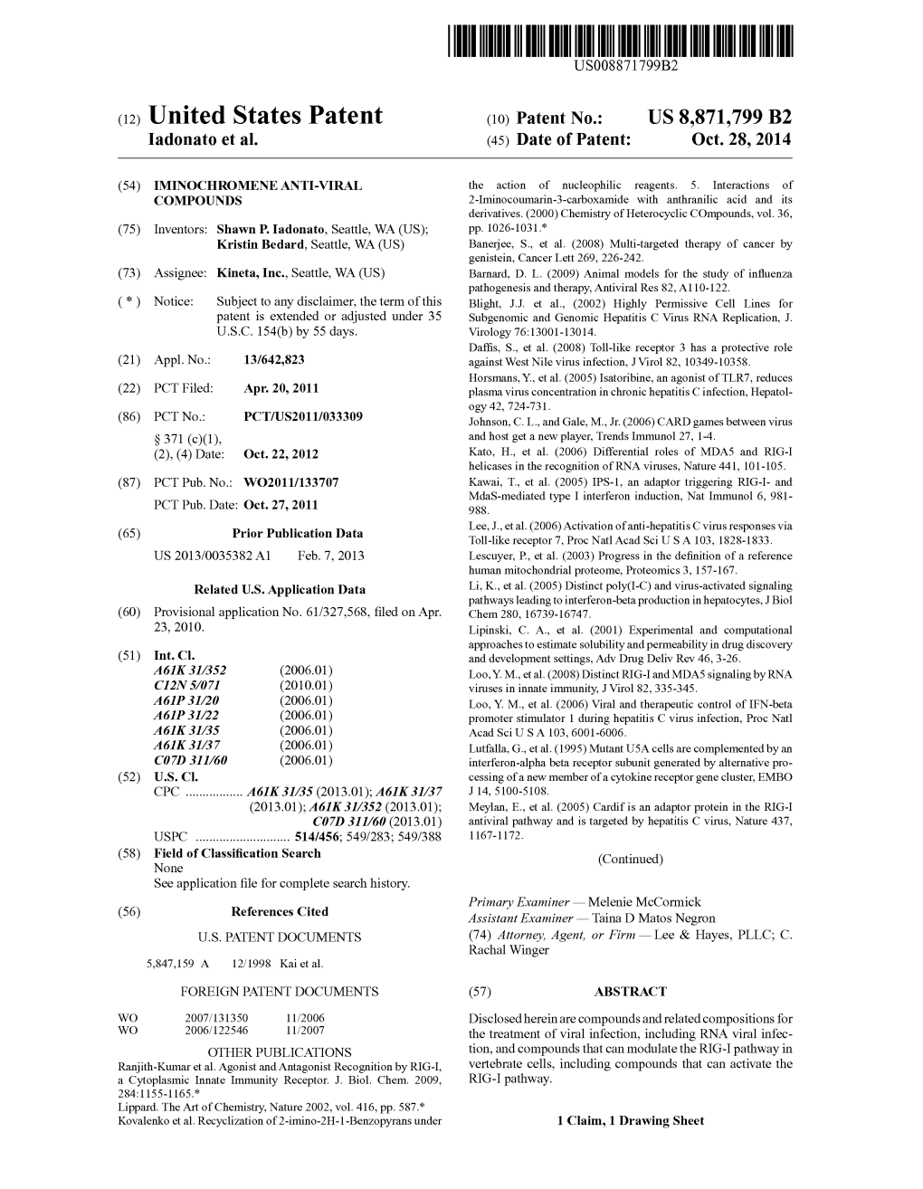 (12) United States Patent (10) Patent No.: US 8,871,799 B2 Adonato Et Al