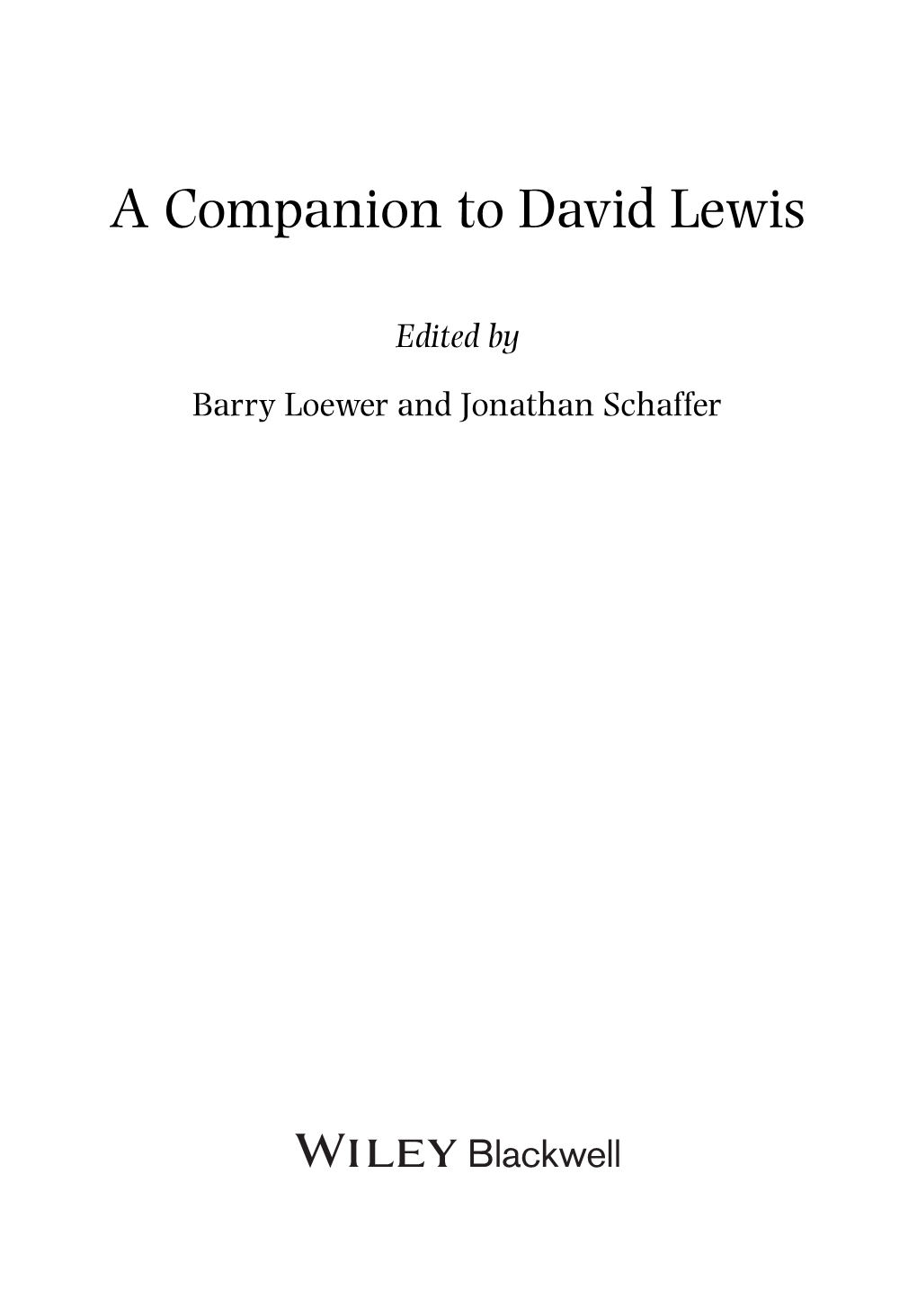 A Companion to David Lewis