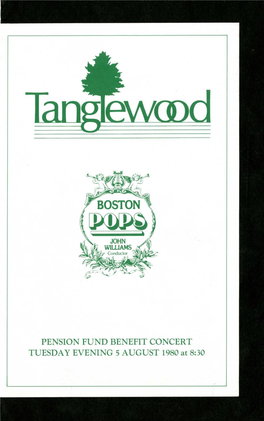 PENSION FUND BENEFIT CONCERT TUESDAY EVENING 5 AUGUST 1980 at 8:30 Flute Concerto, And, Most Recently, a Violin Concerto