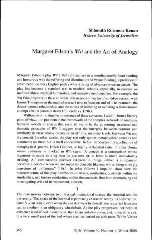 Margaret Edson's Wit and the Art of Analogy