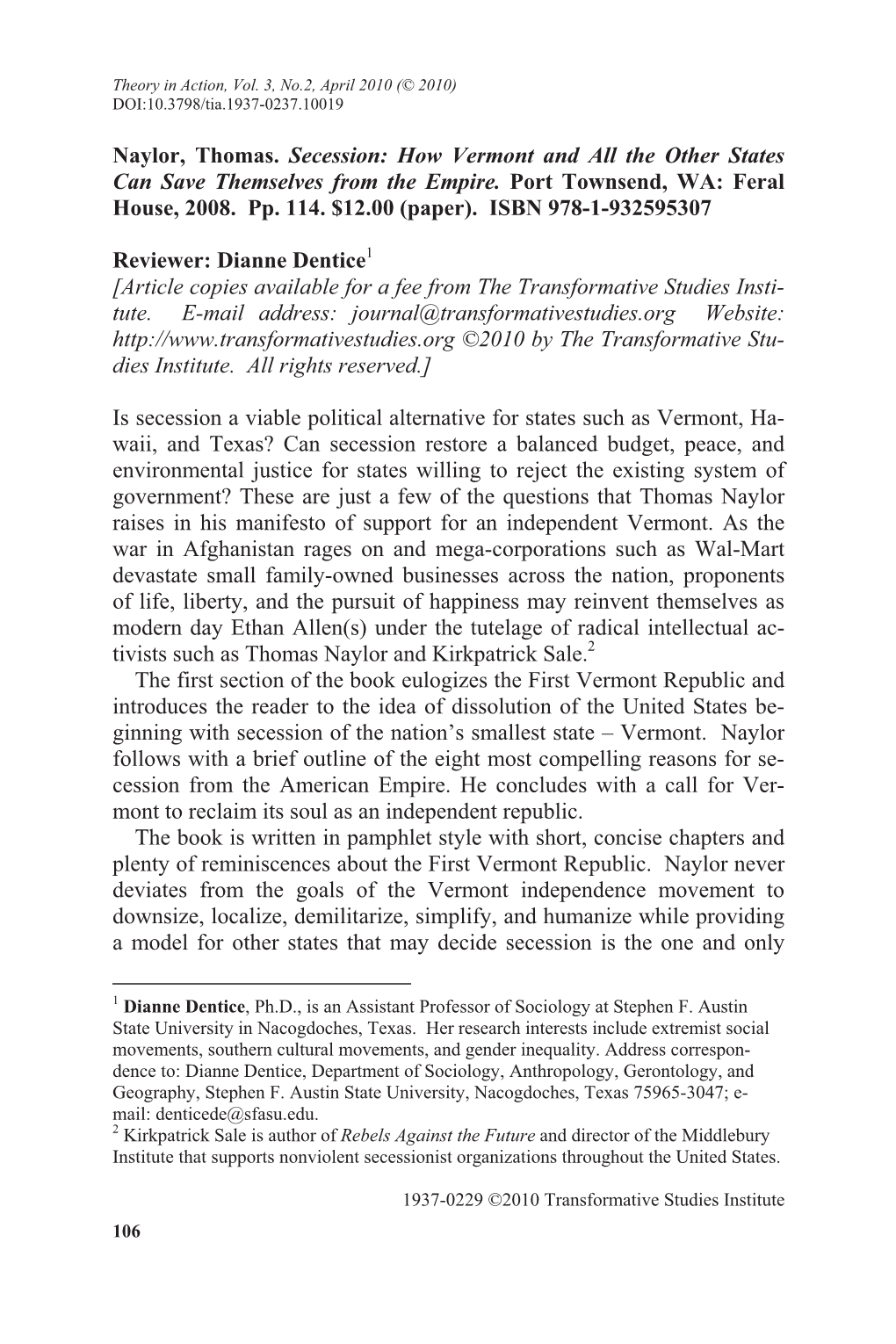 Naylor, Thomas. Secession: How Vermont and All the Other States Can Save Themselves from the Empire