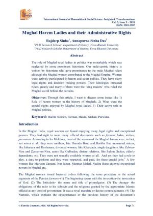 Mughal Harem Ladies and Their Administrative Rights