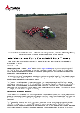 AGCO Introduces Fendt 900 Vario MT Track Tractors