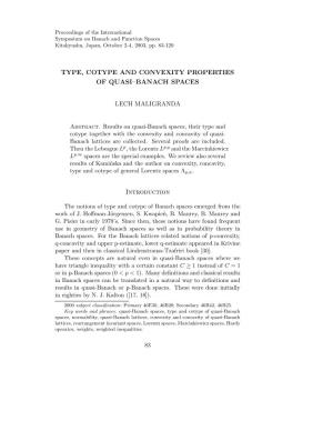 Type, Cotype and Convexity Properties of Quasi–Banach Spaces