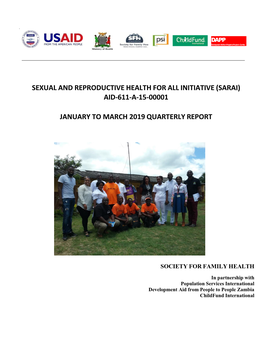 Sexual and Reproductive Health for All Initiative (Sarai) Aid-611-A-15-00001