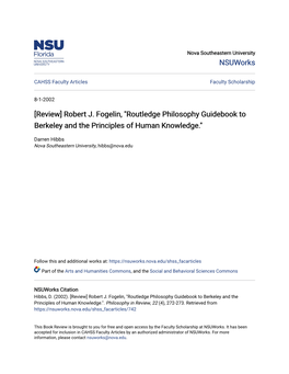 Routledge Philosophy Guidebook to Berkeley and the Principles of Human Knowledge."